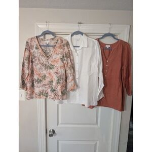 J Jill Love Linen Womens Size Medium 3 Piece Bundle Blouse Tops coastal
